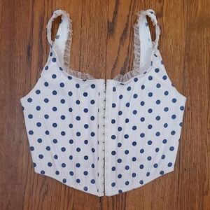 Altar'd State - Polka Dot Shapewear Corset Top in White and Blue